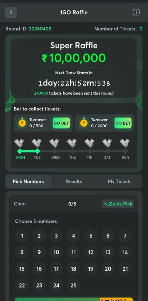 1Go.Plus Game referral bonus and rewards screen